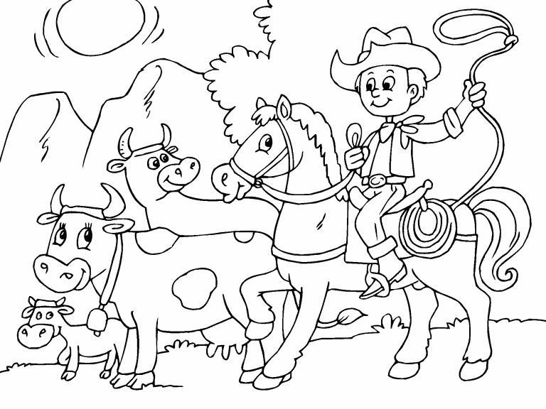Herding Cows coloring page - Coloring Pages 4 U