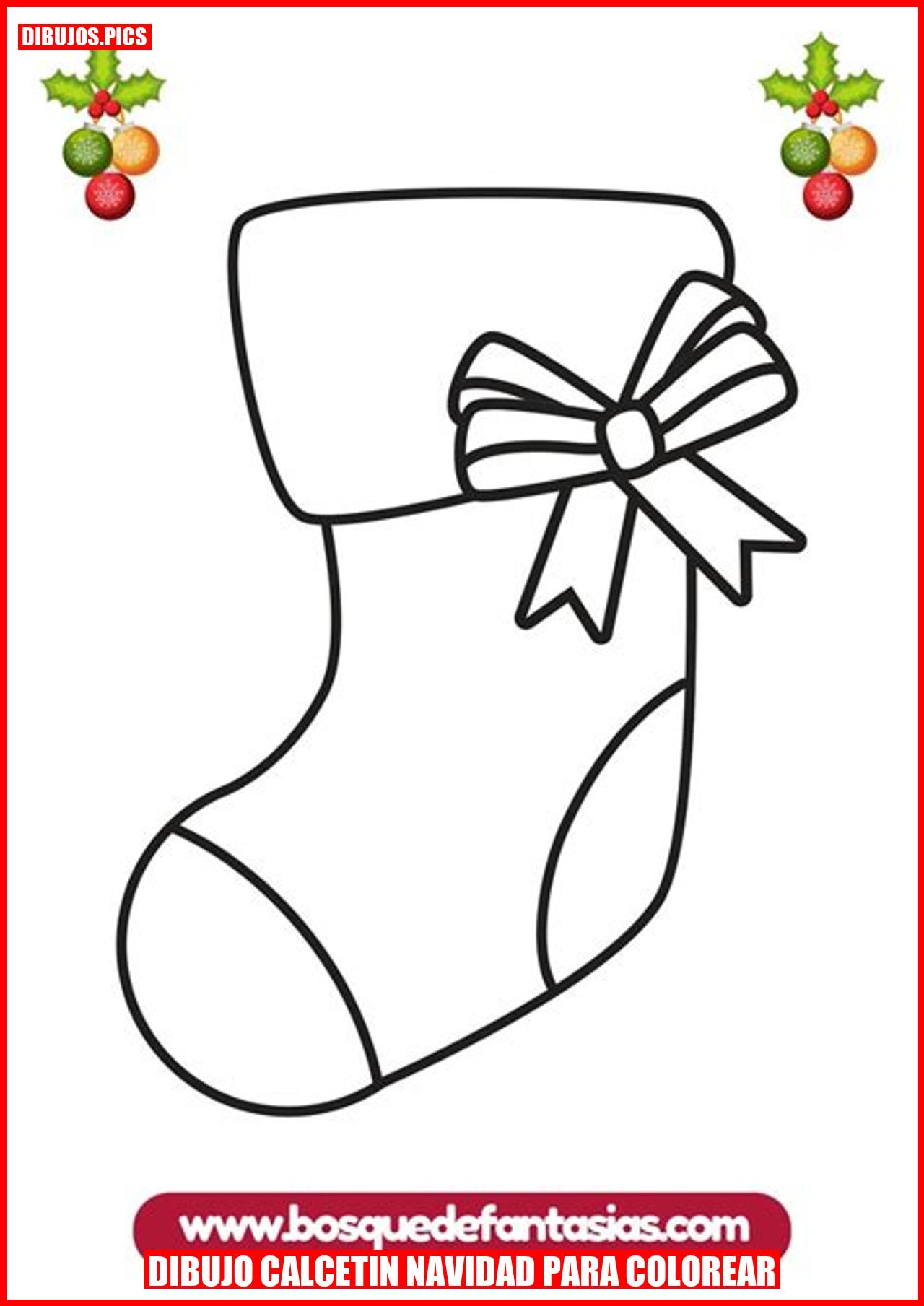 dibujo calcetin navidad para colorear